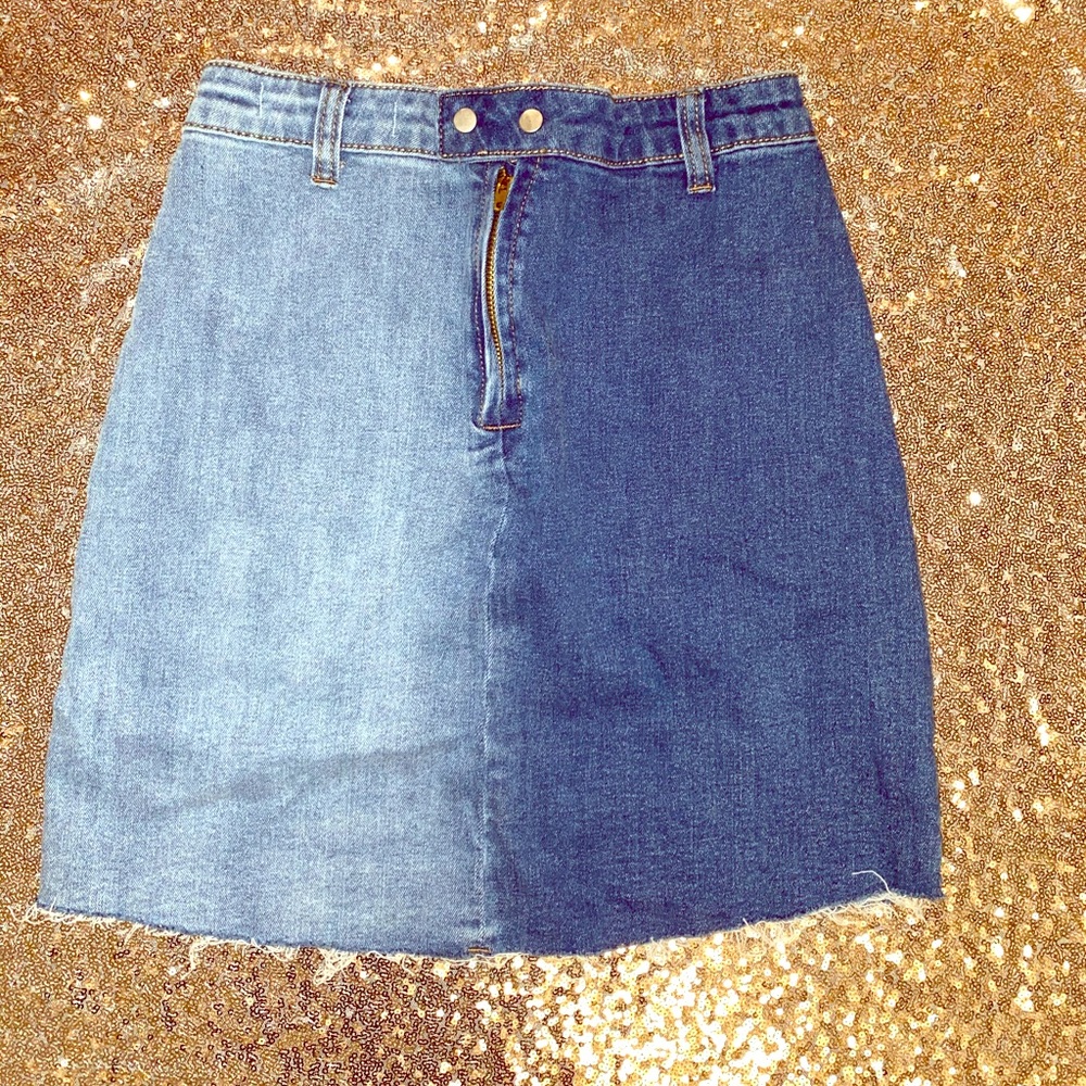 Two Toned Denim Mini Skirt